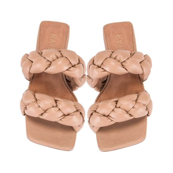 RAYE Braid Leather Strap & Sole Square-Toe Flat Slide Sandals (Nude) - Picture 1 of 16